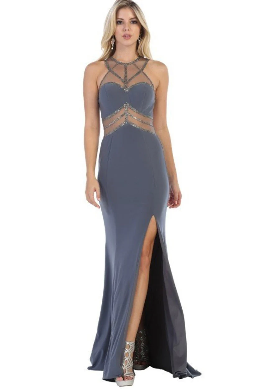 Chicas YG5006 Evening Sheath Illusion Floor-Length Fabric Dress - Image 5