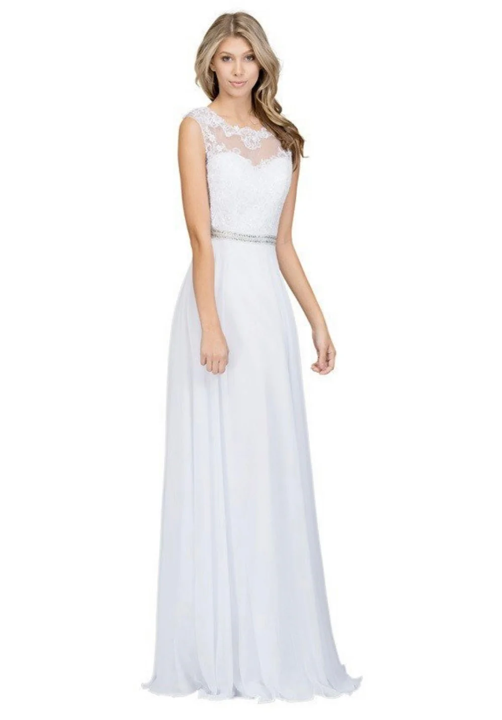 Chicas YG5015 Romantic Evening Navy A-Line Illusion Floor-Length Chiffon Dress - Image 5