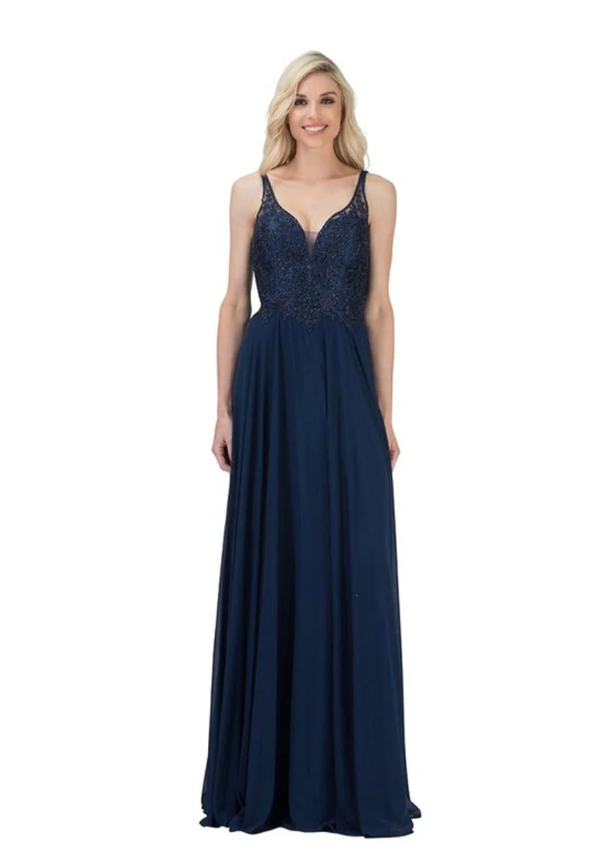 Chicas YG5019 Elegant Evening A-Line Illusion Floor-Length Beaded Chiffon Dress - Image 5