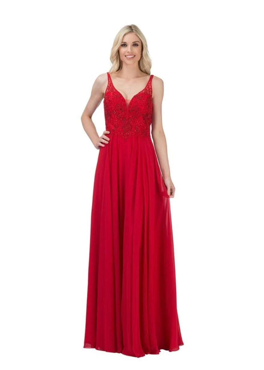 Chicas YG5019 Elegant Evening A-Line Illusion Floor-Length Beaded Chiffon Dress - Image 7