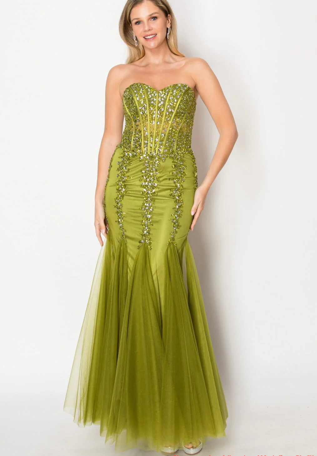 Chicas C820 Prom Black Mermaid Strapless Floor-Length Tulle Dress - Image 4