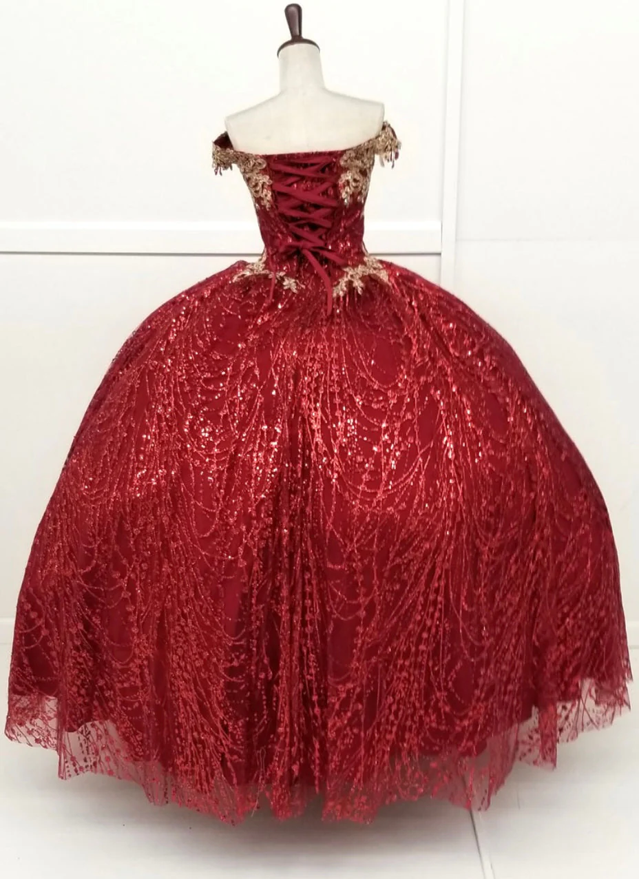 Chicas HF3011 Burgundy BallDress Sweetheart Floor-Length Fabric Dress - Image 5