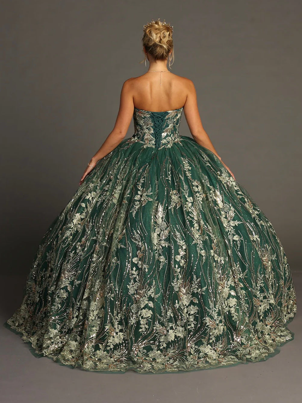 Chicas HF3079 Printed Metallic Formal BallDress Floral Tulle Dress - Image 2
