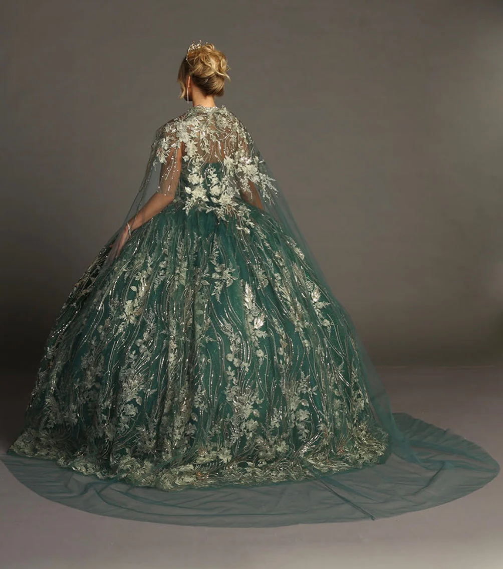 Chicas HF3079 Printed Metallic Formal BallDress Floral Tulle Dress - Image 5