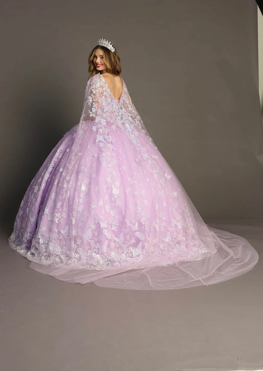 Chicas HF3097 Lilac BallDress Sweetheart Butterfly Tulle Dress - Image 2