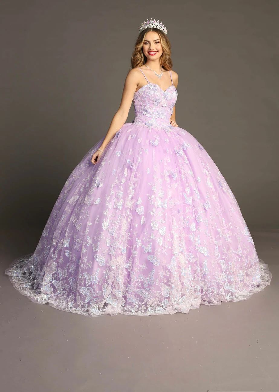 Chicas HF3097 Lilac BallDress Sweetheart Butterfly Tulle Dress - Image 3