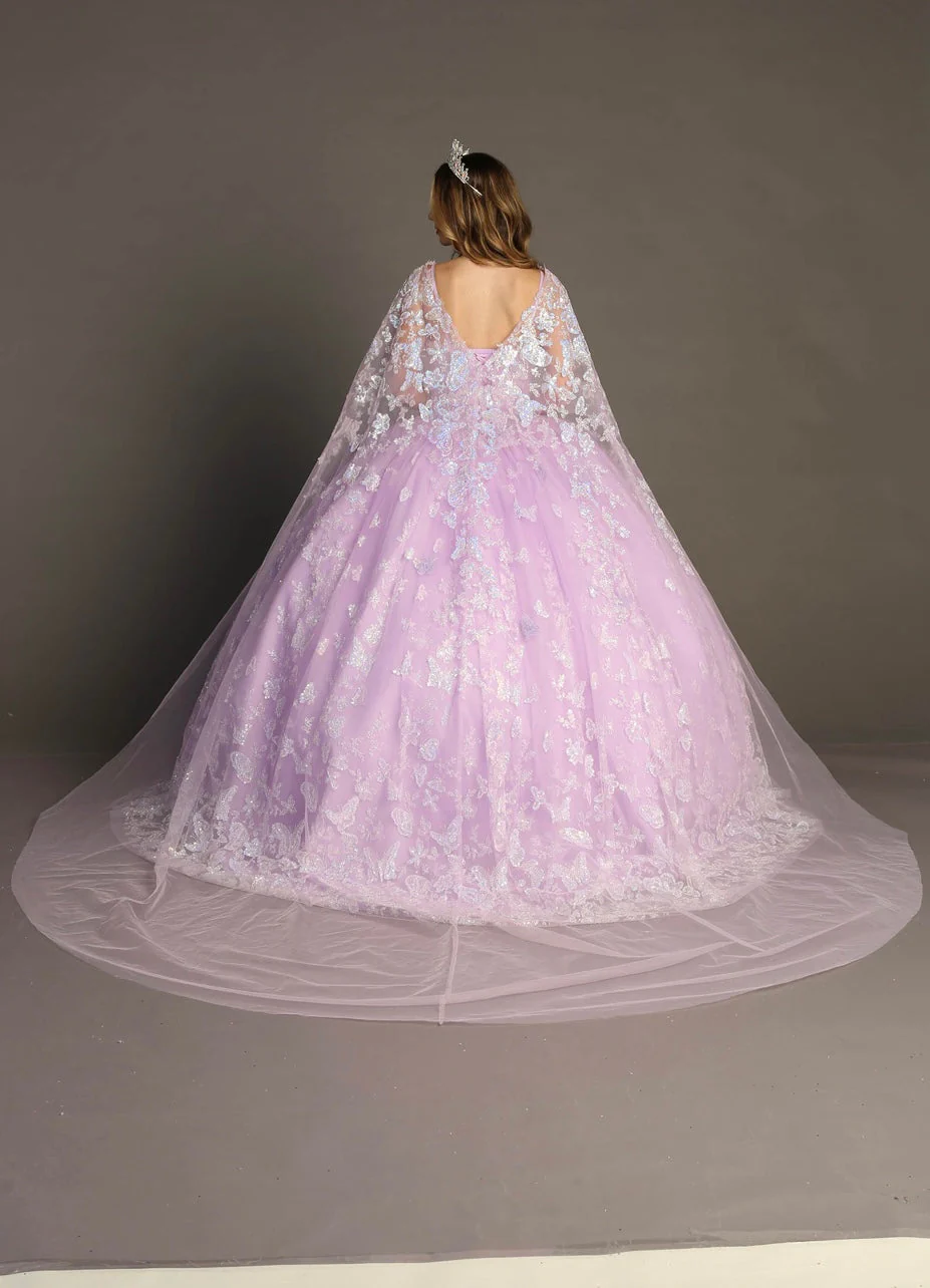 Chicas HF3097 Lilac BallDress Sweetheart Butterfly Tulle Dress - Image 4
