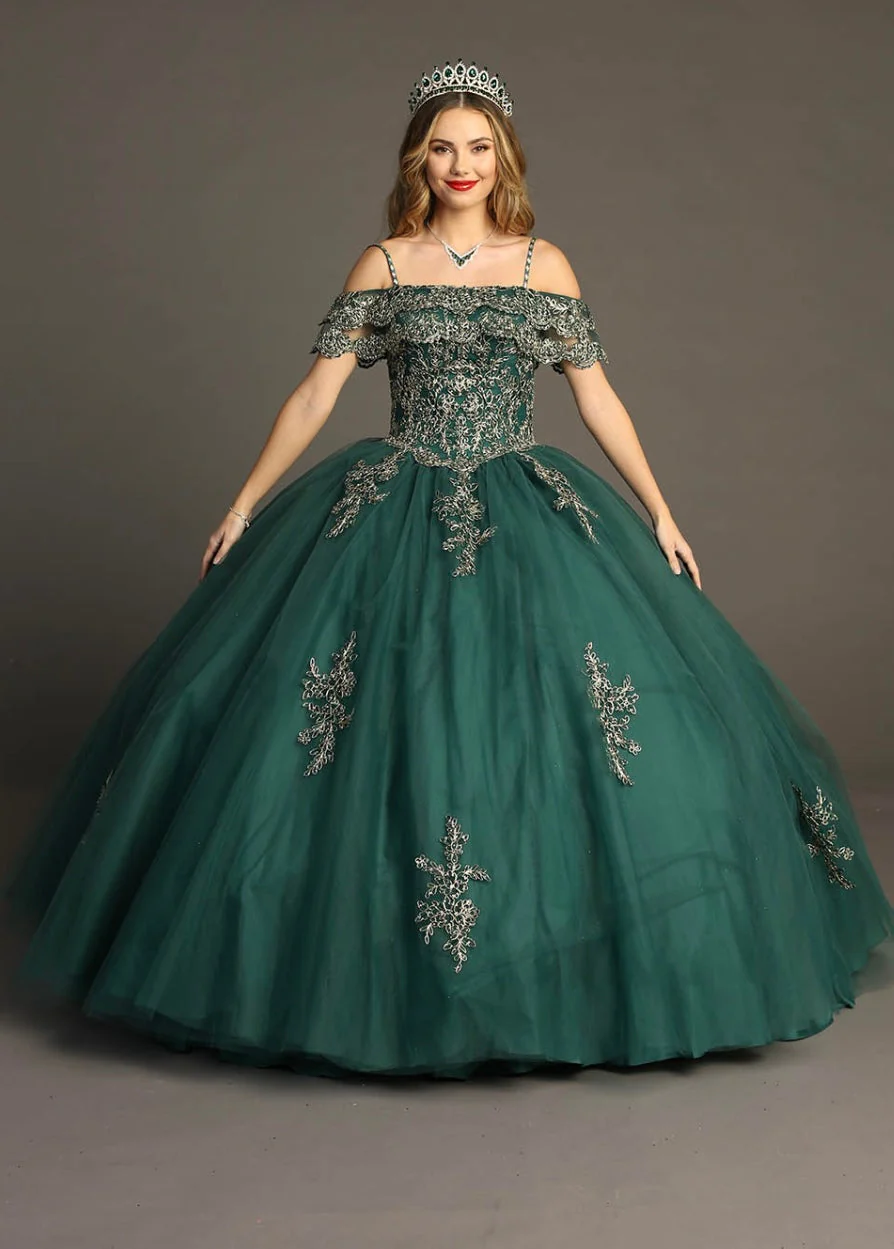 Chicas HF3004 Red BallDress Floor-Length Corset Embroidered Tulle Dress