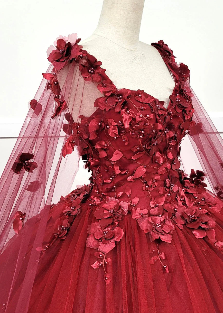 Chicas HF3018 Printed Royal BallDress Illusion Floral Tulle Dress - Image 5