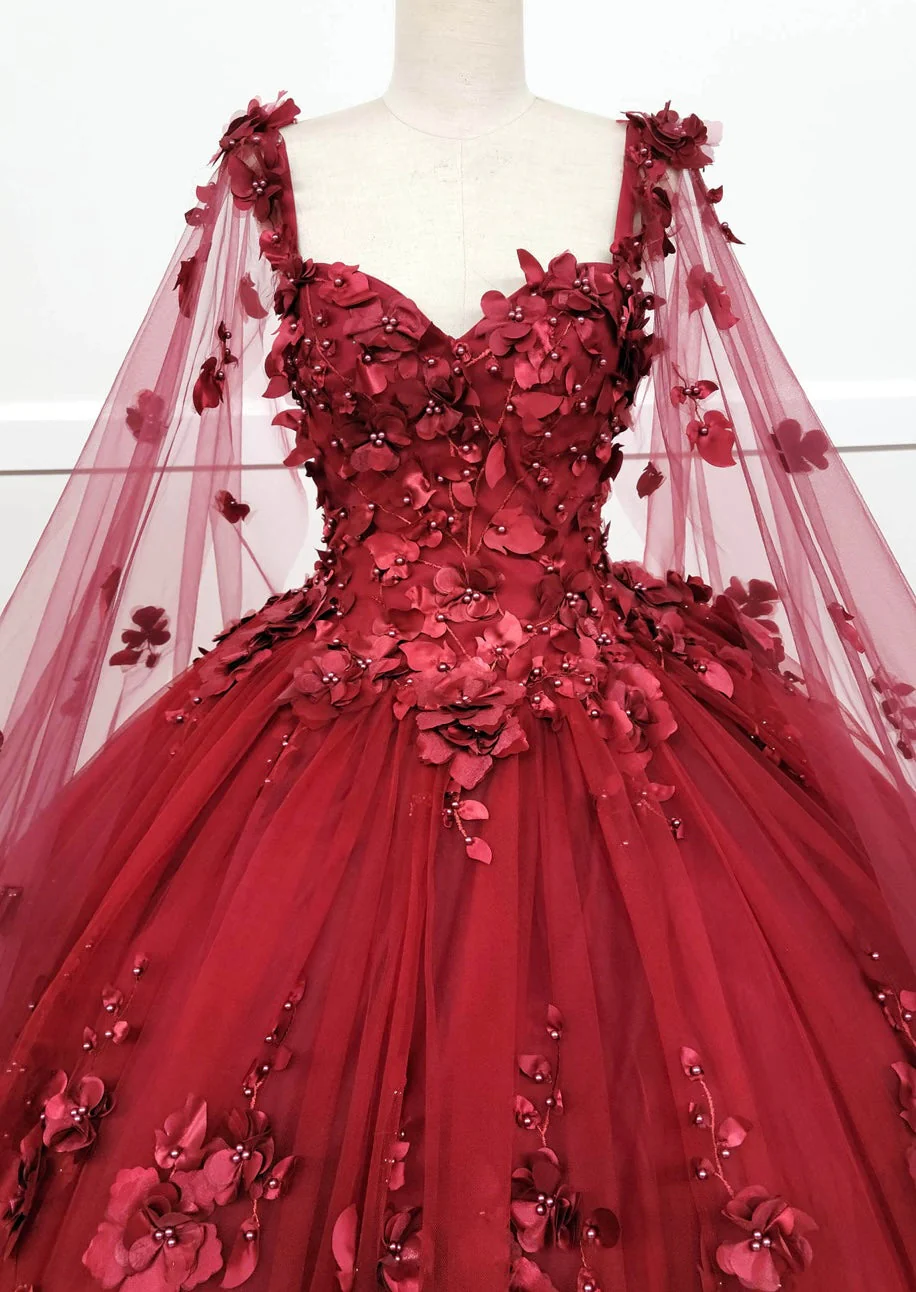 Chicas HF3018 Printed Royal BallDress Illusion Floral Tulle Dress - Image 6