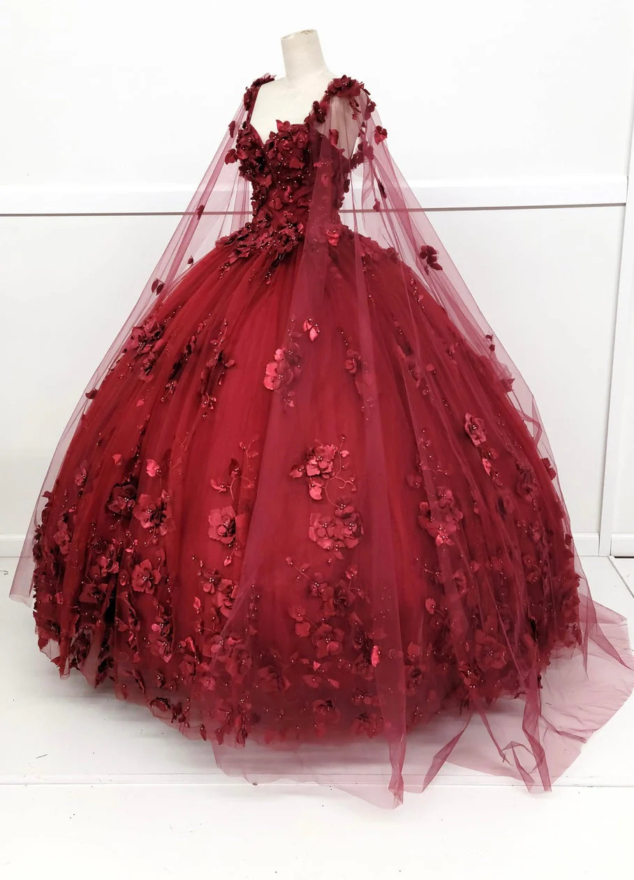 Chicas HF3018 Printed Royal BallDress Illusion Floral Tulle Dress - Image 7