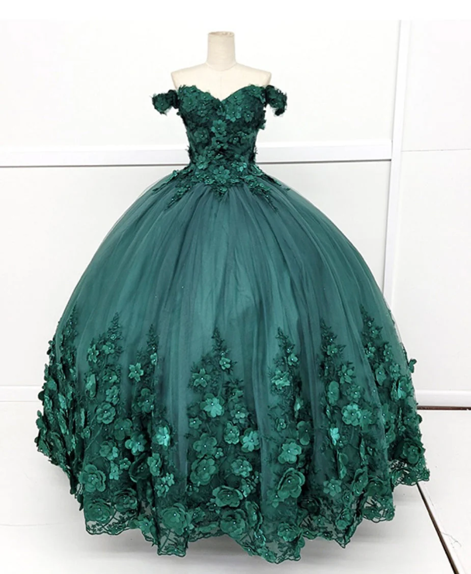Chicas HF3030 Printed Quinceañera Red BallDress Floral Tulle Dress