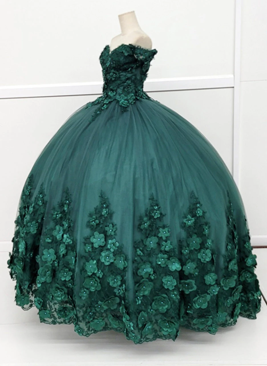 Chicas HF3030 Printed Quinceañera Red BallDress Floral Tulle Dress - Image 5