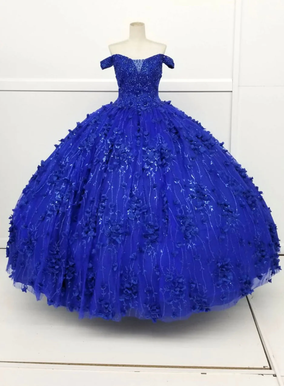 Chicas HF3038 Printed Royal BallDress Sweetheart Floral Tulle Dress - Image 3