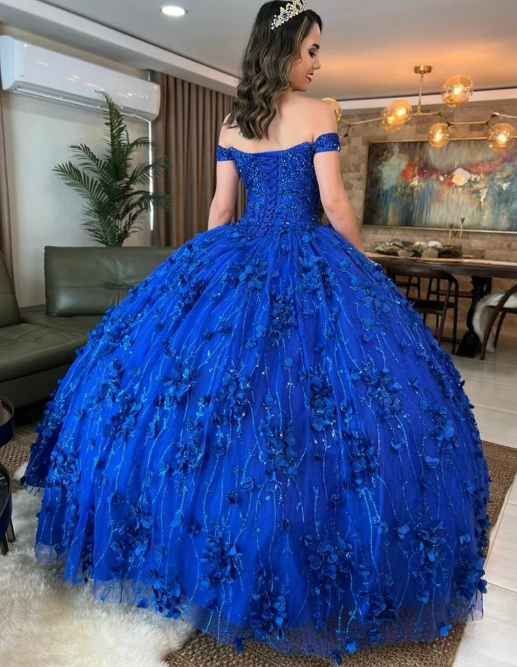 Chicas HF3038 Printed Royal BallDress Sweetheart Floral Tulle Dress - Image 5