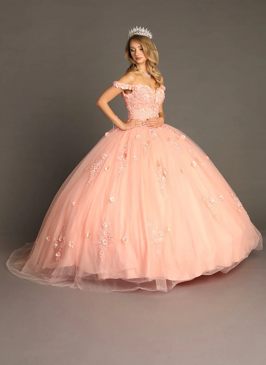 Chicas HF3047 Romantic Printed Green BallDress Sweetheart Floral Tulle Dress - Image 2