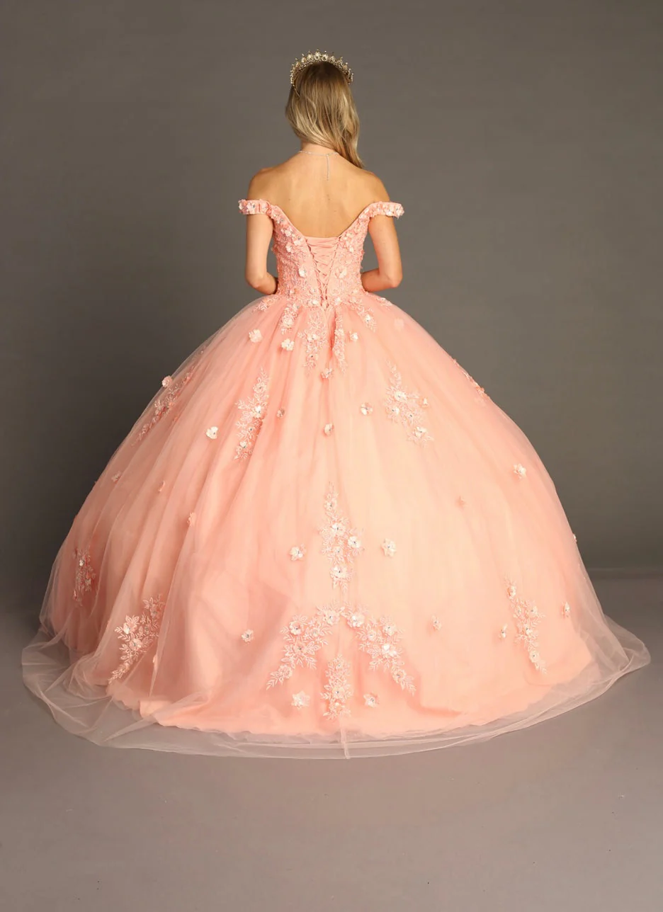 Chicas HF3047 Romantic Printed Green BallDress Sweetheart Floral Tulle Dress - Image 3