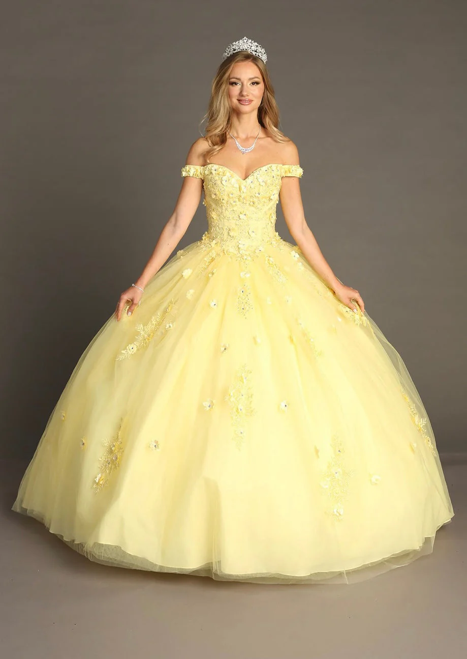 Chicas HF3047 Romantic Printed Green BallDress Sweetheart Floral Tulle Dress - Image 5