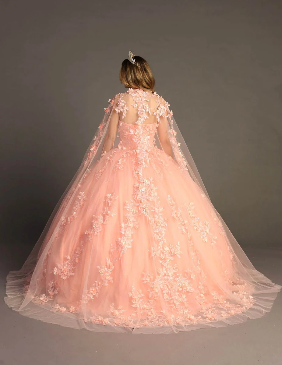 Chicas HF3055 Printed Royal BallDress Sweetheart Floral Floor-Length Tulle Dress - Image 4