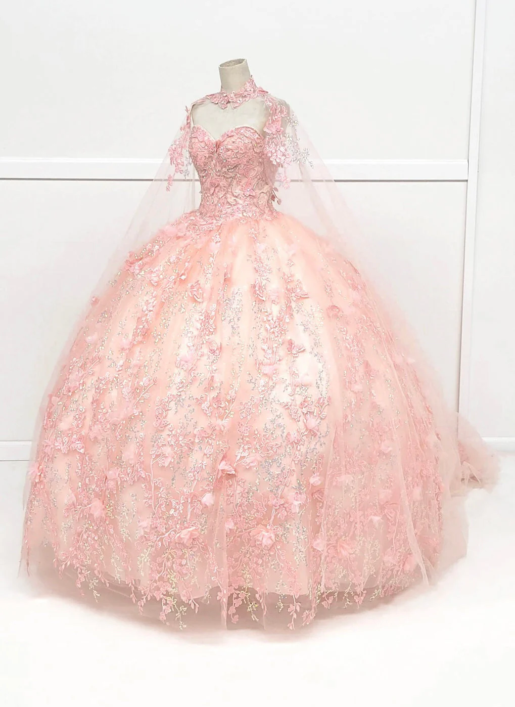 Chicas HF3067 Printed Glitter Quinceañera Blue BallDress Strapless Tulle Dress - Image 4