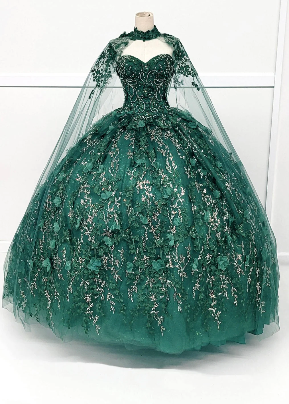 Chicas HF3067 Printed Glitter Quinceañera Blue BallDress Strapless Tulle Dress - Image 6