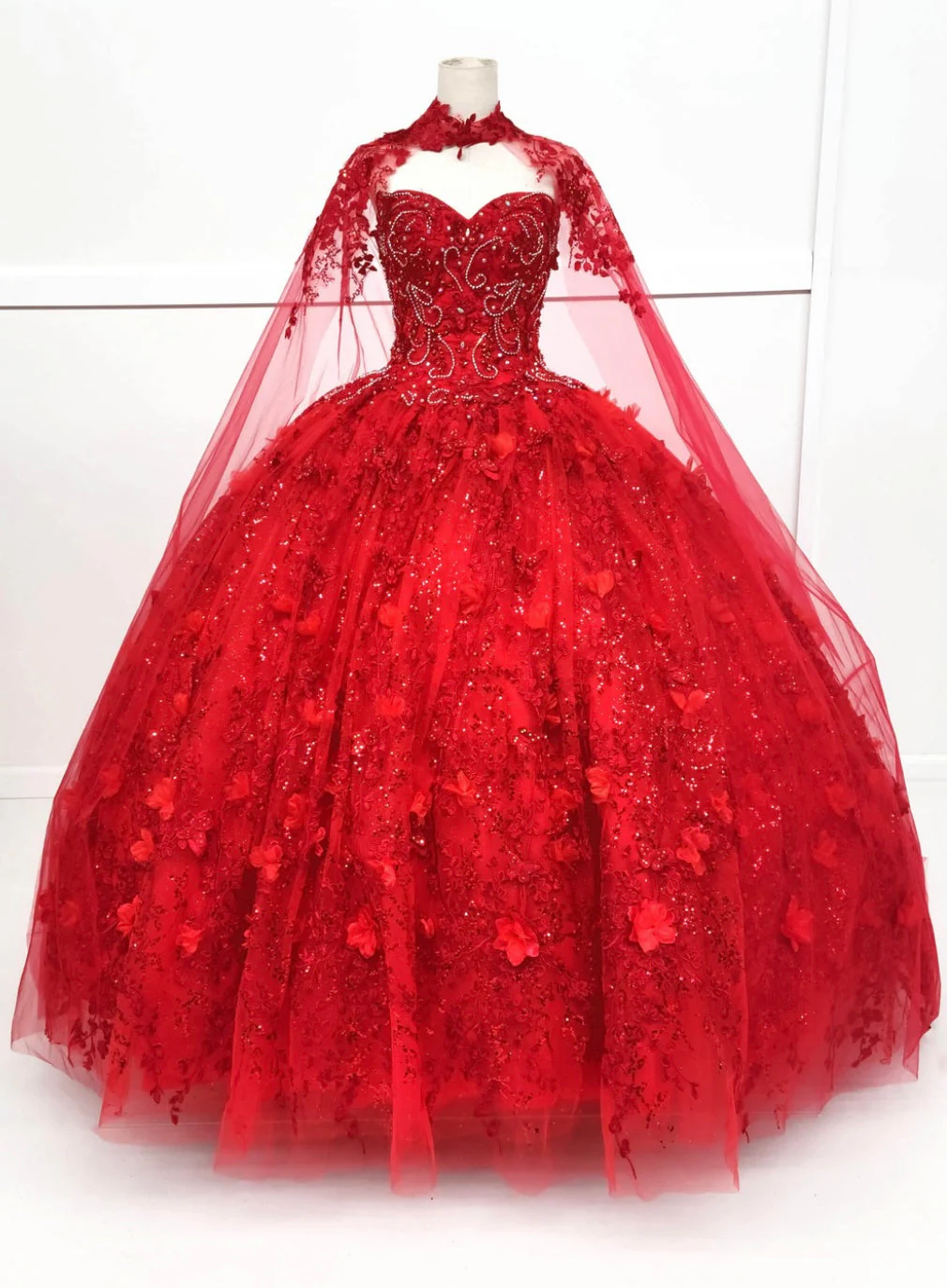 Chicas HF3067 Printed Glitter Quinceañera Blue BallDress Strapless Tulle Dress - Image 9