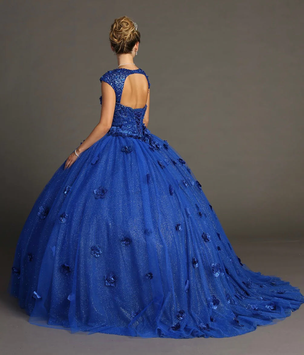 Chicas HF3068 Printed Royal BallDress Sweetheart Floral Style Tulle Dress - Image 4