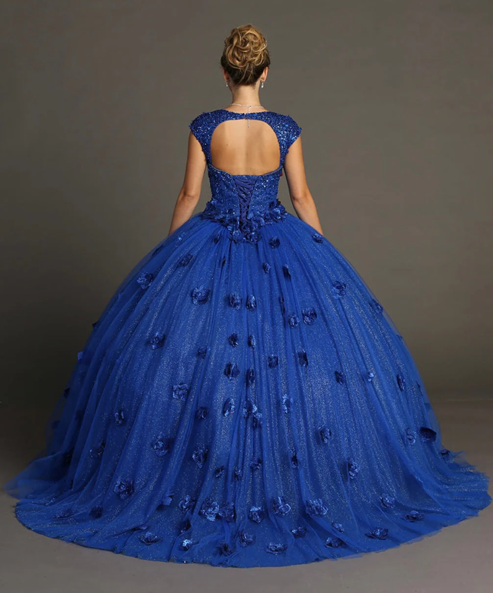 Chicas HF3068 Printed Royal BallDress Sweetheart Floral Style Tulle Dress - Image 5