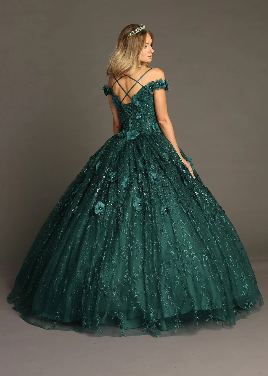Chicas HF3073 Elegant Printed Metallic Royal BallDress Strapless Tulle Dress - Image 3