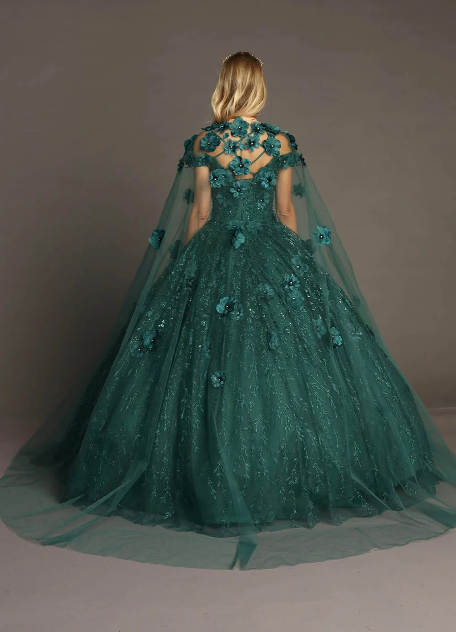 Chicas HF3073 Elegant Printed Metallic Royal BallDress Strapless Tulle Dress - Image 5