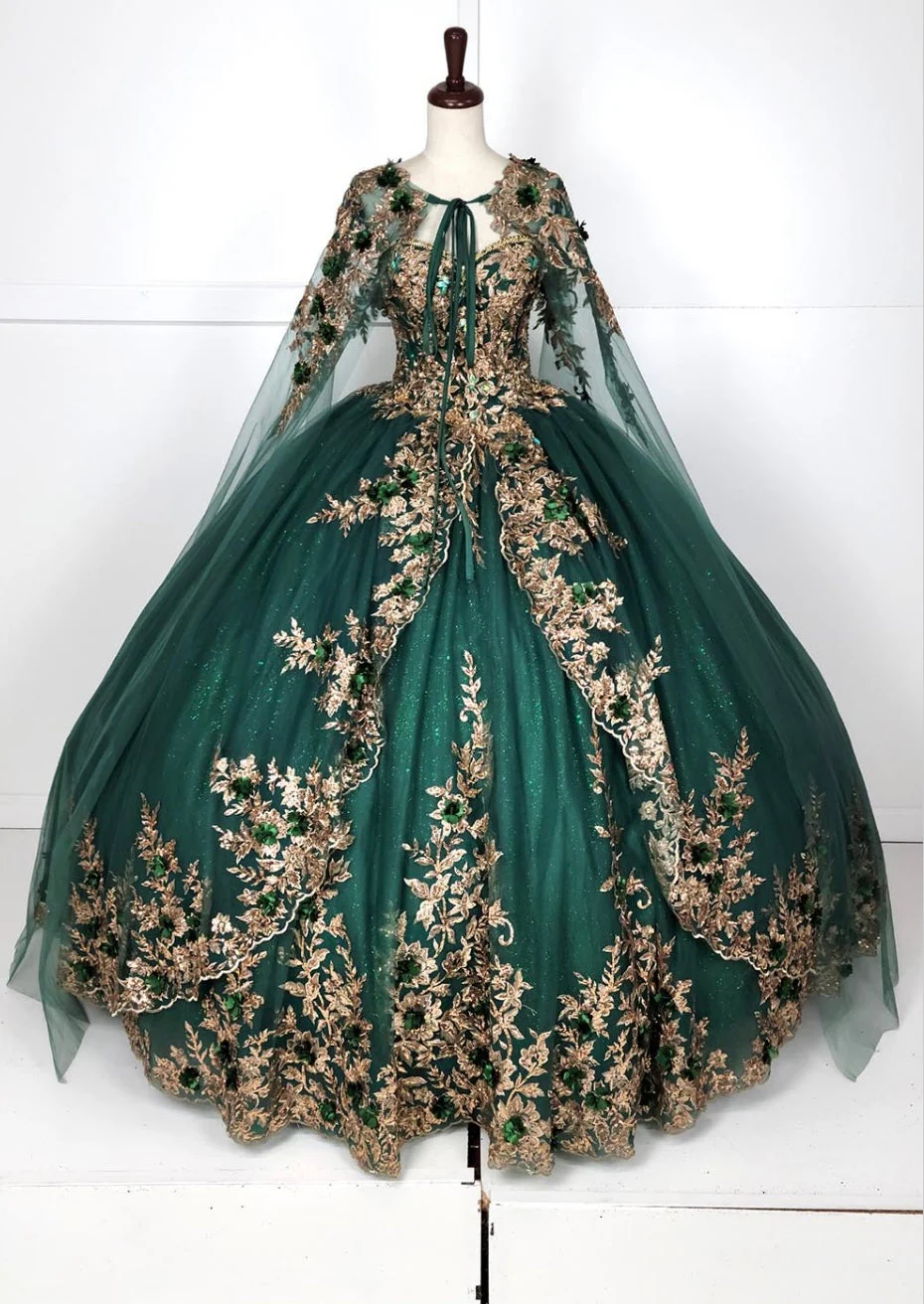 Chicas HF3080 Printed Glitter Royal BallDress Floral Tulle Dress