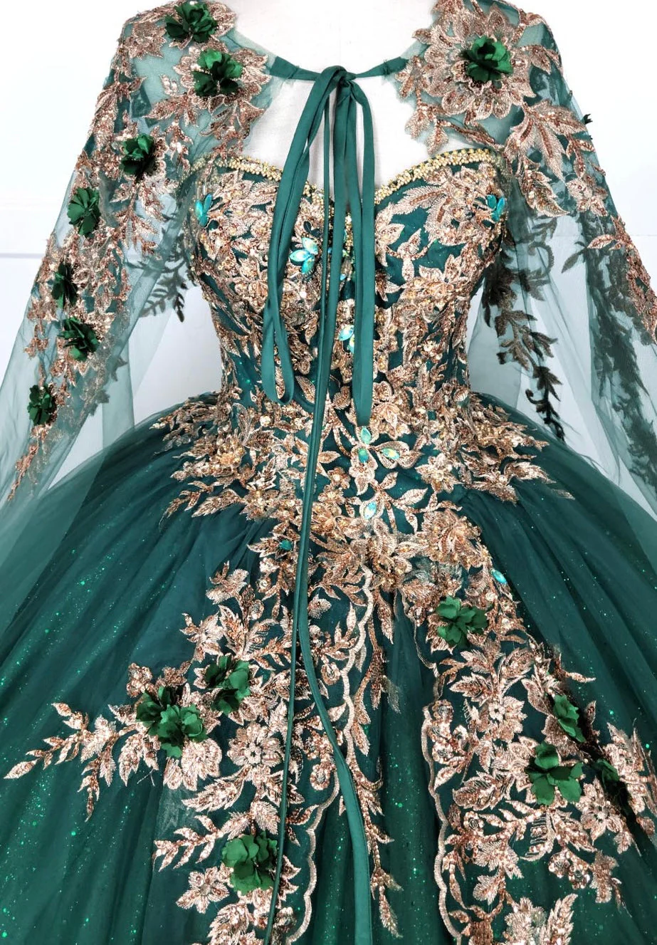 Chicas HF3080 Printed Glitter Royal BallDress Floral Tulle Dress - Image 6