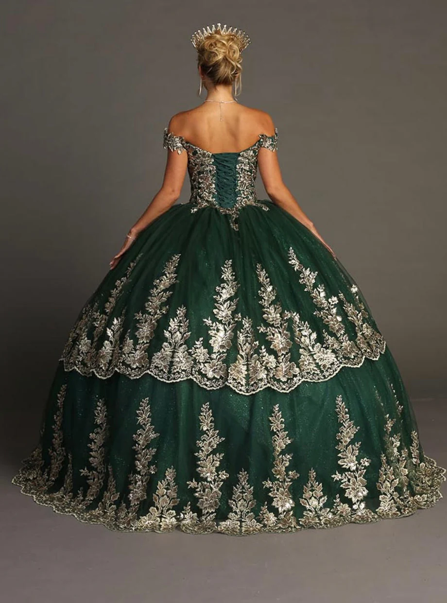 Chicas HF3083 Elegant Royal BallDress Floor-Length Embroidered Cape Tulle Dress - Image 4