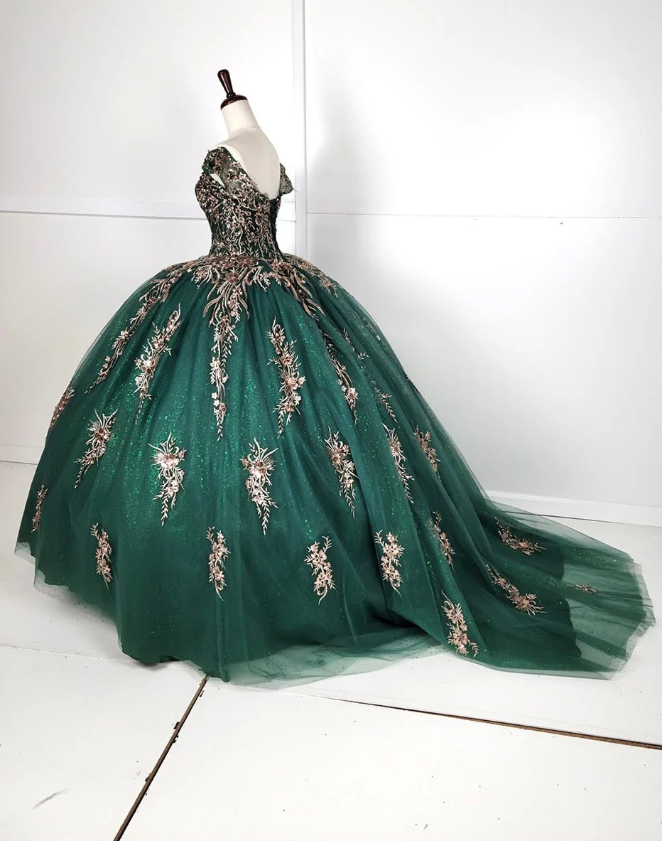 Chicas HF3084 Romantic Printed Metallic Glitter Burgundy BallDress Tulle Dress - Image 5