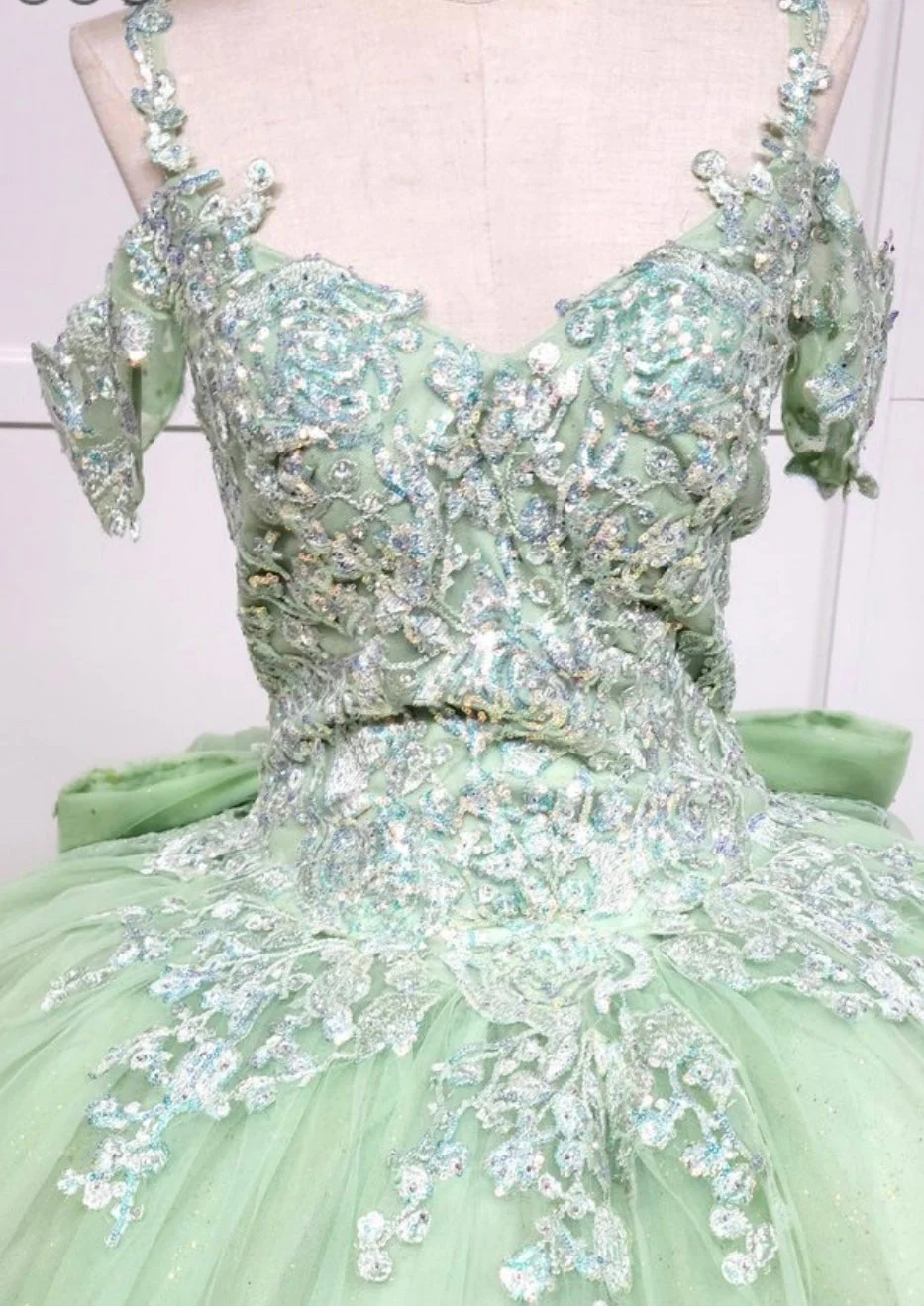 Chicas HF3089 Printed Glitter Royal BallDress Sweetheart Floral Tulle Dress - Image 5