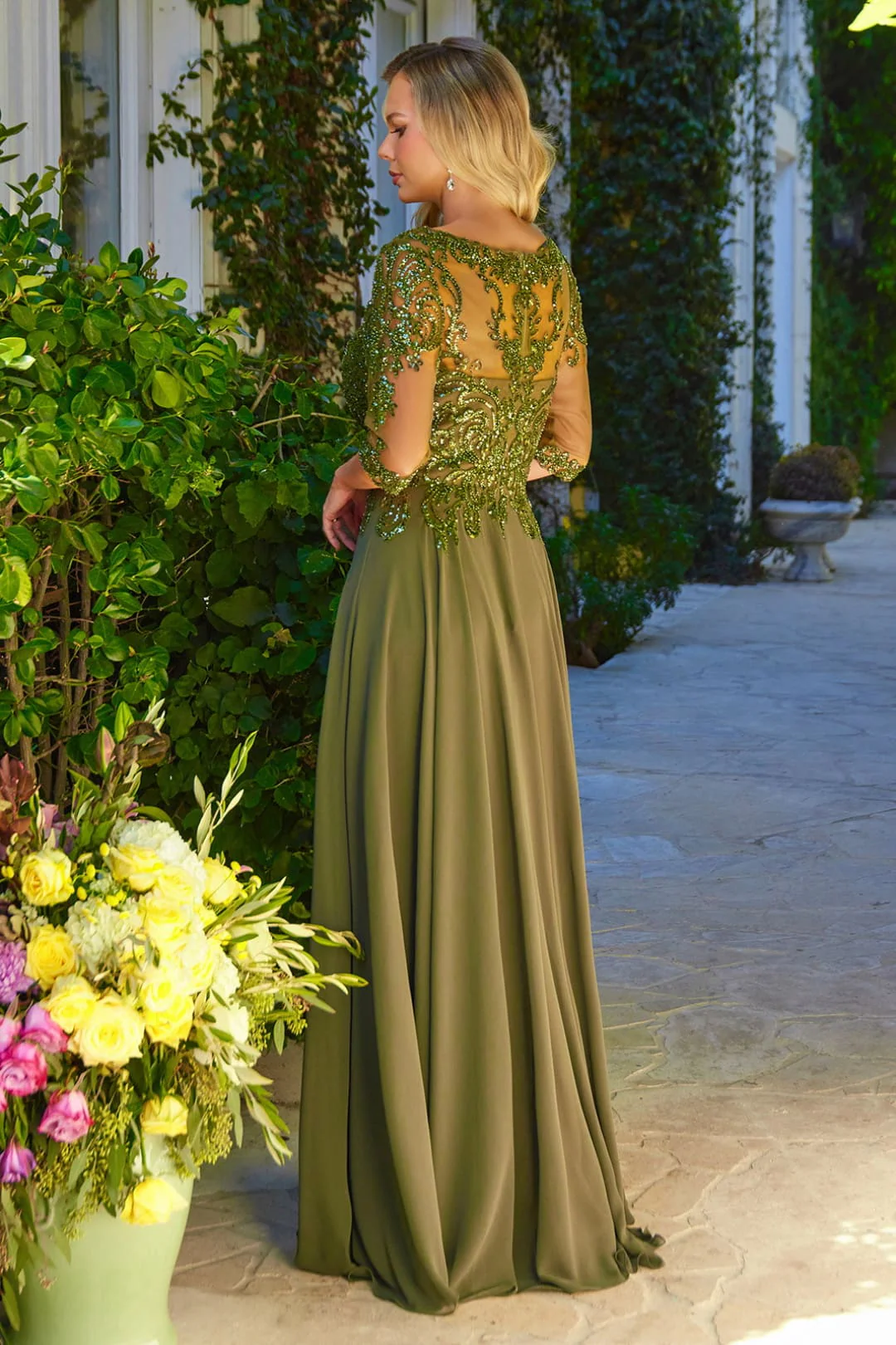 Chiffon Mid-Sleeve A-line Gown by GLS Gloria GL3599 - Image 2