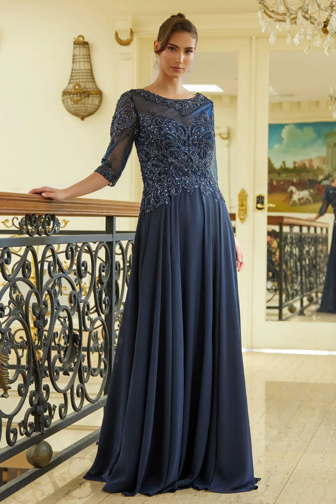 Chiffon Mid-Sleeve A-line Gown by GLS Gloria GL3599 - Image 9