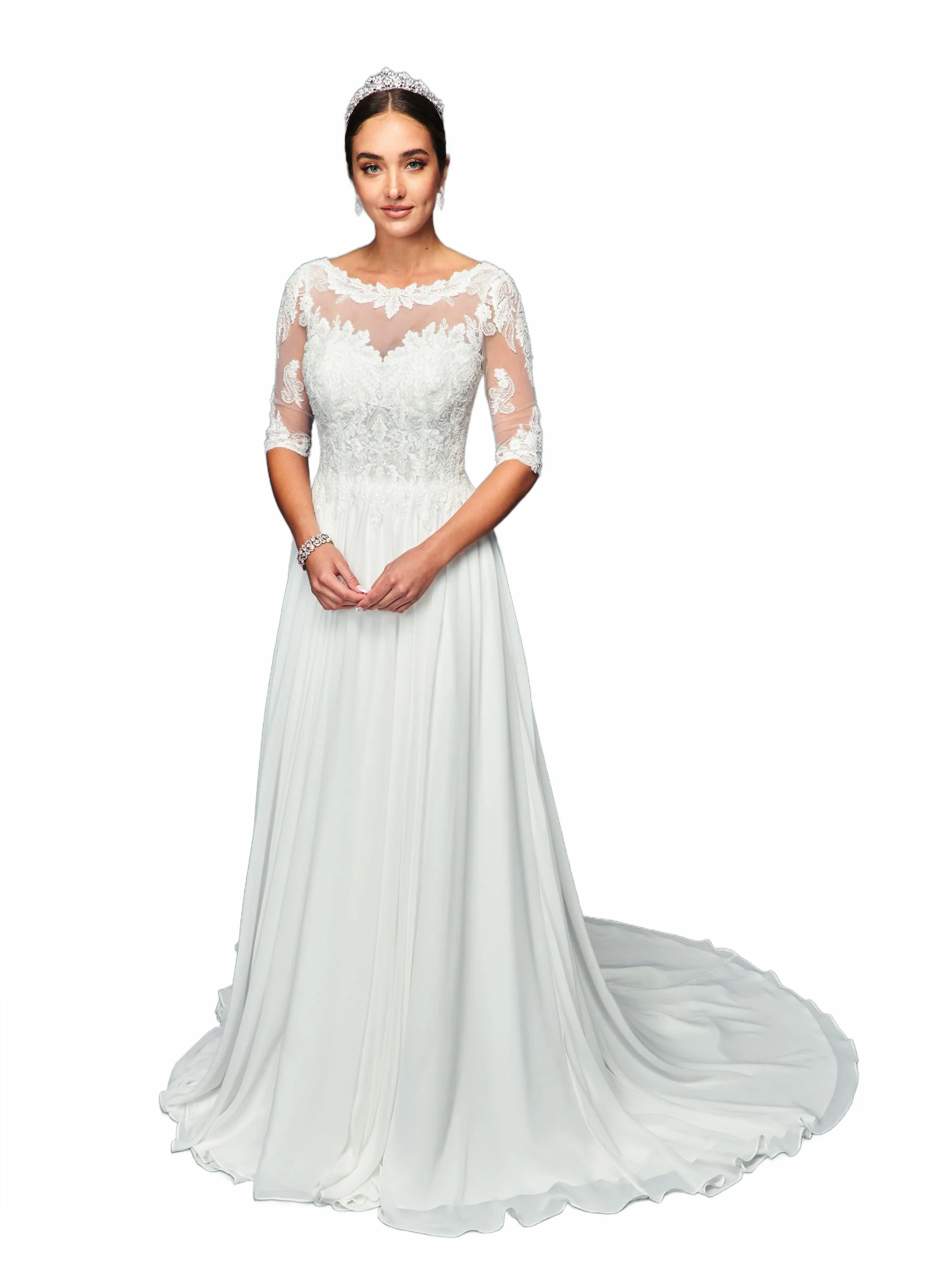 Chiffon Wedding Dresses | Ivory Bridal Gown by 468 - Image 4