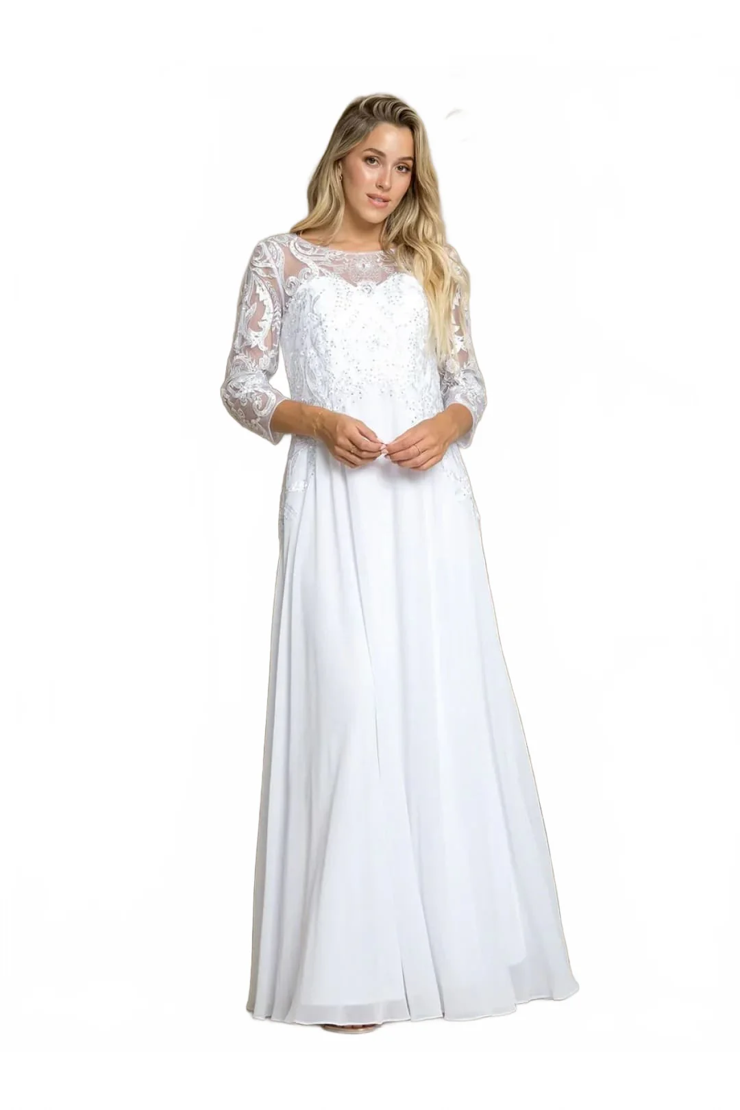 Eva USA 5248 Chiffon Wedding Dress – White Bridal Gown - Image 3