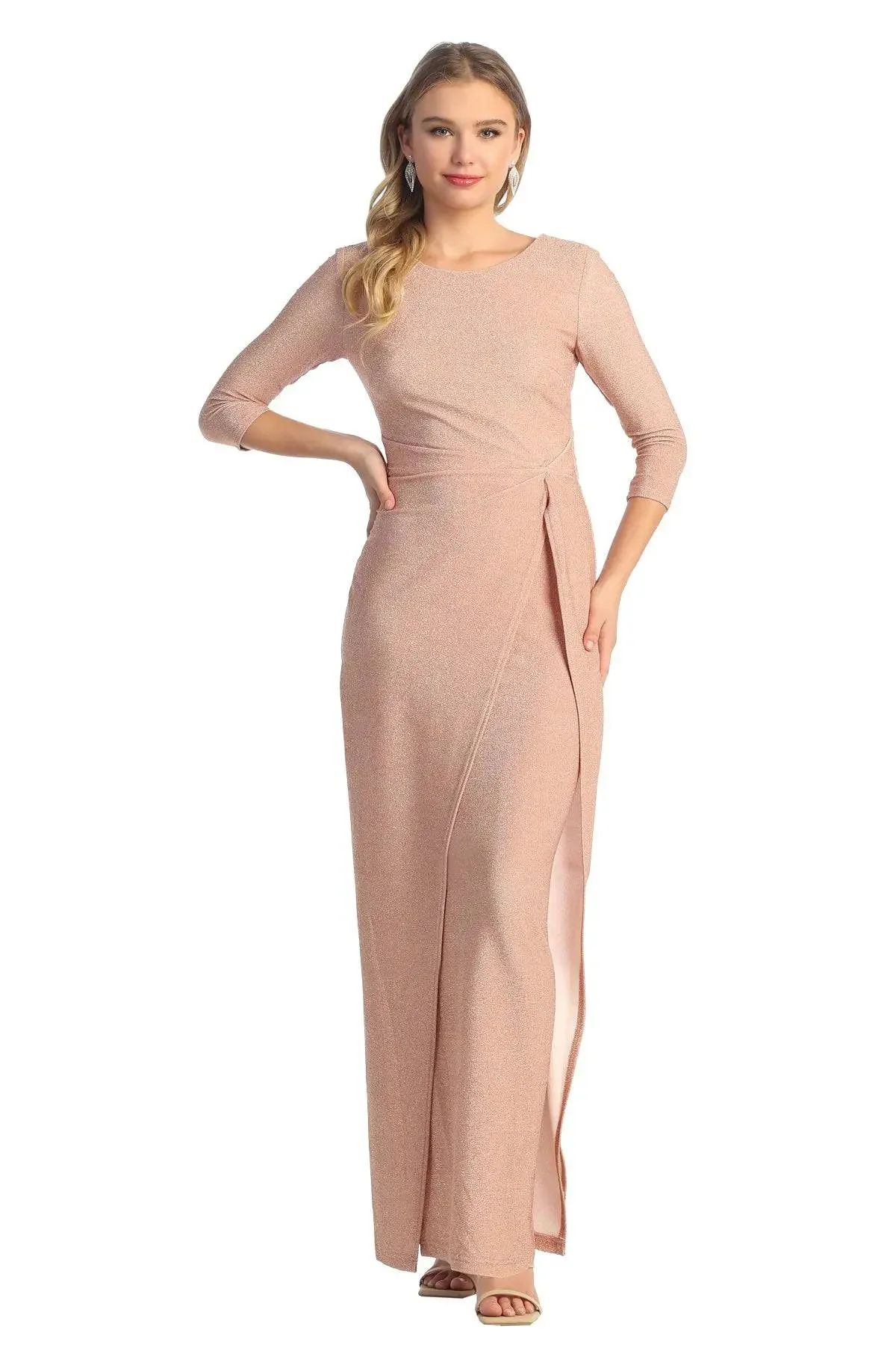Cindy Collection 1730 Ruched Long Sleeve Design with Sleek Silhouette Dress
