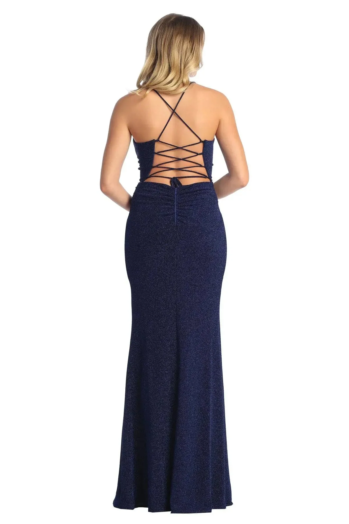 Cindy Collection 1754 Structured Corset Bodice Satin Dress - Image 2