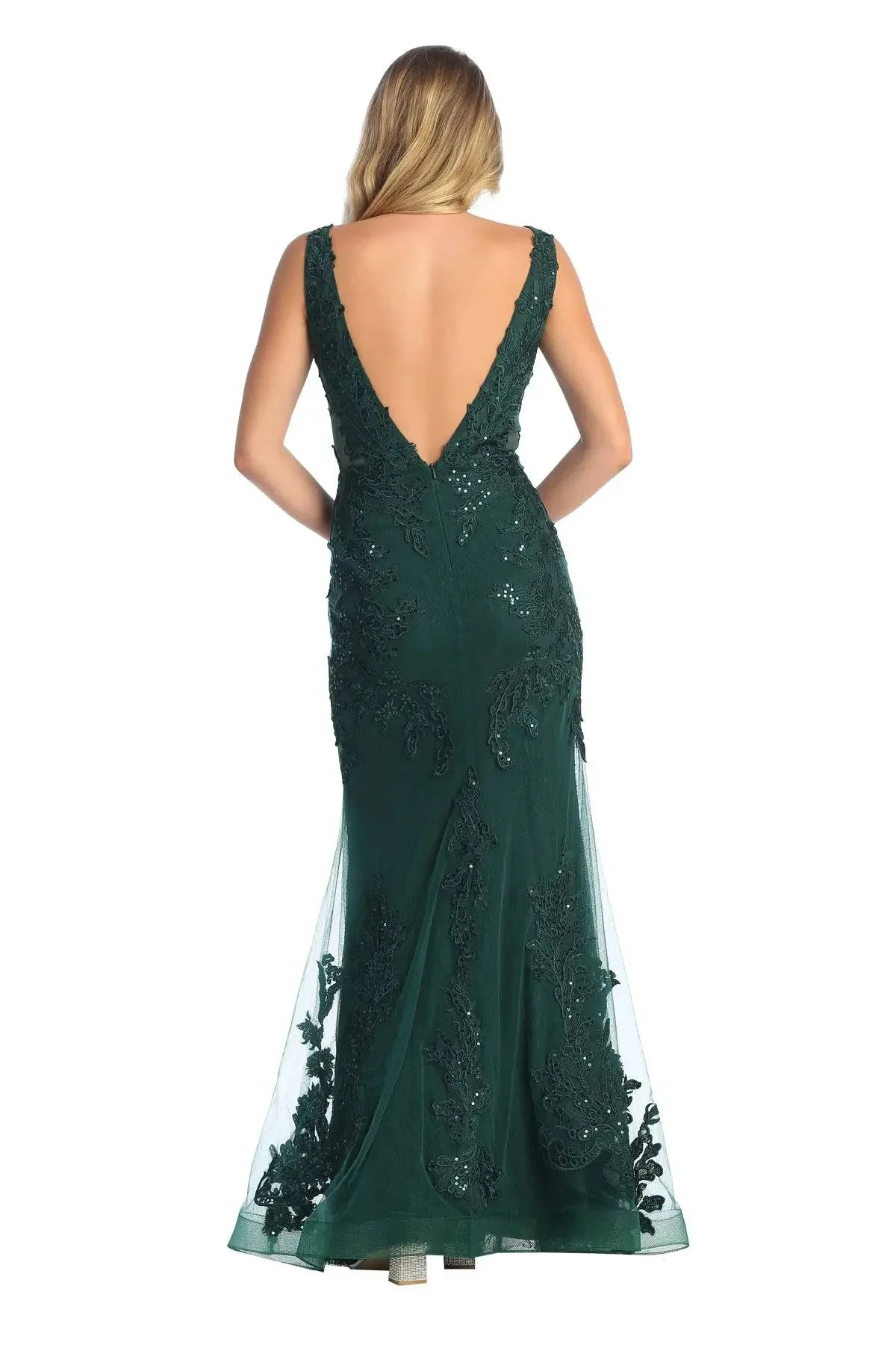 Cindy Collection 50454 Lace Embroidered Mermaid Evening Dress - Image 2