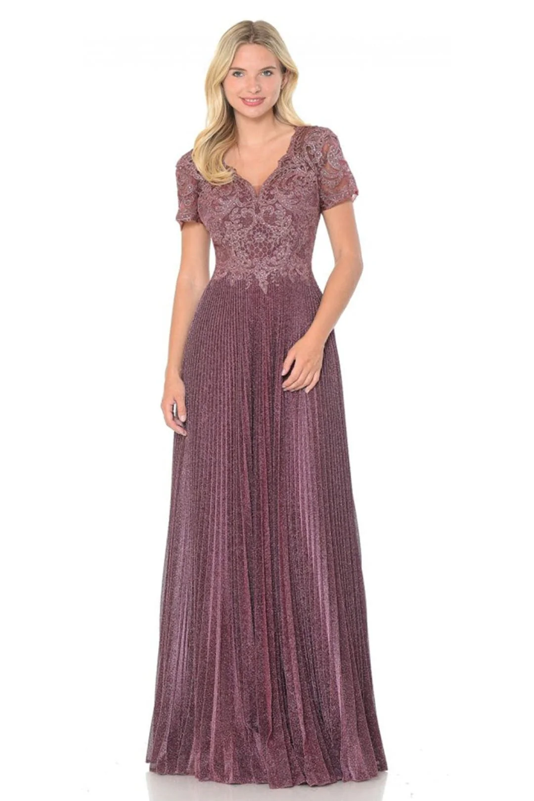 Clearance Champagne Gold Size L Mother Of The Bride Short Sleeve Gown By Lenovia 8139 - Image 15