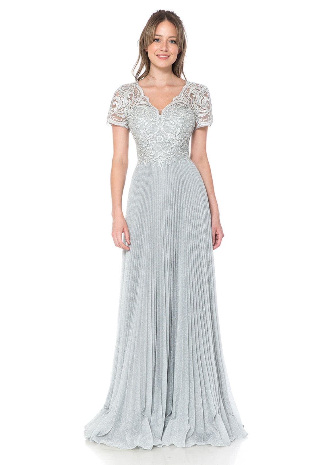 Clearance Champagne Gold Size L Mother Of The Bride Short Sleeve Gown By Lenovia 8139 - Image 16