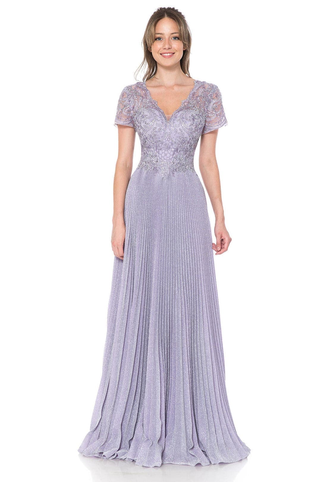 Clearance Champagne Gold Size L Mother Of The Bride Short Sleeve Gown By Lenovia 8139 - Image 17