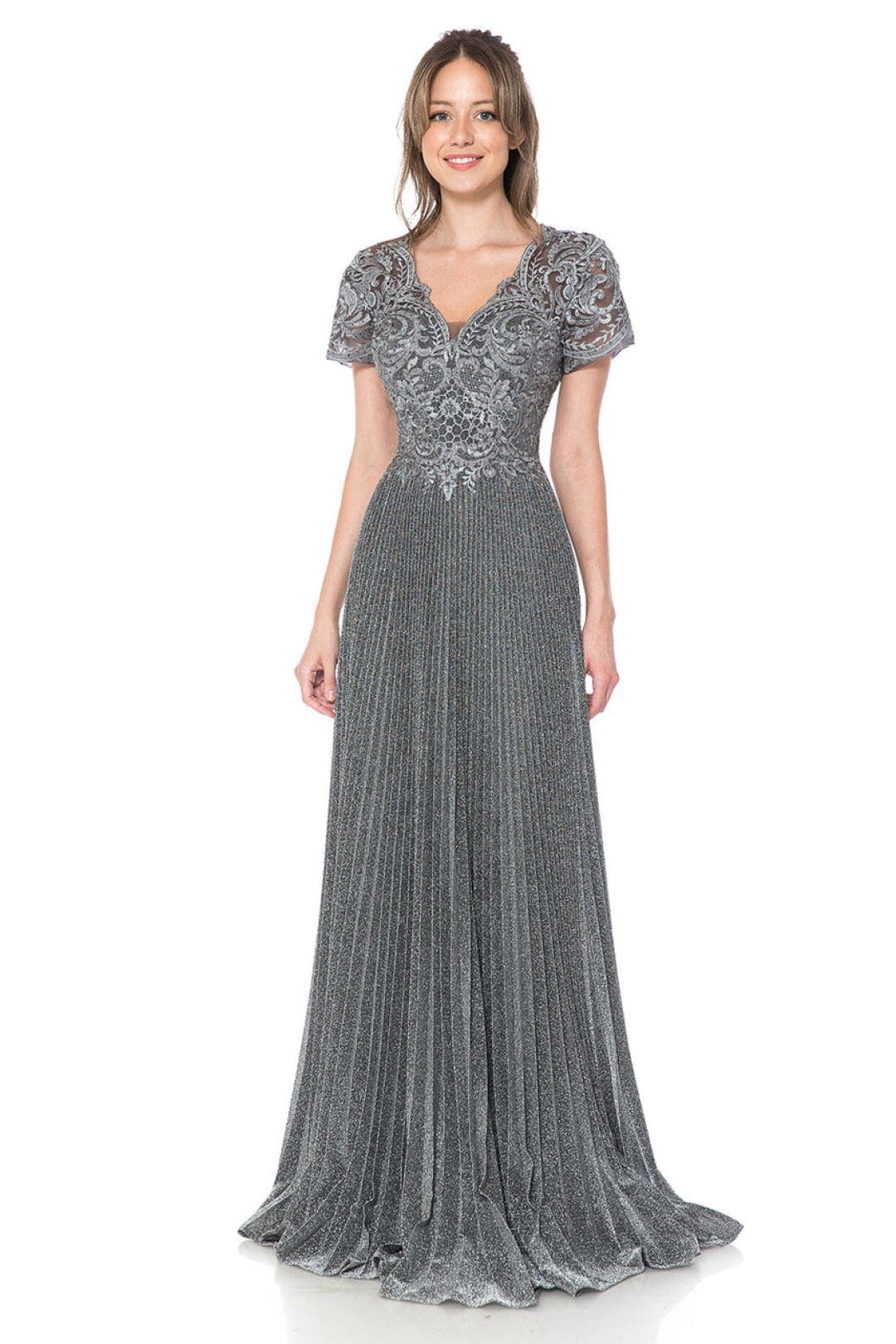 Clearance Champagne Gold Size L Mother Of The Bride Short Sleeve Gown By Lenovia 8139 - Image 18