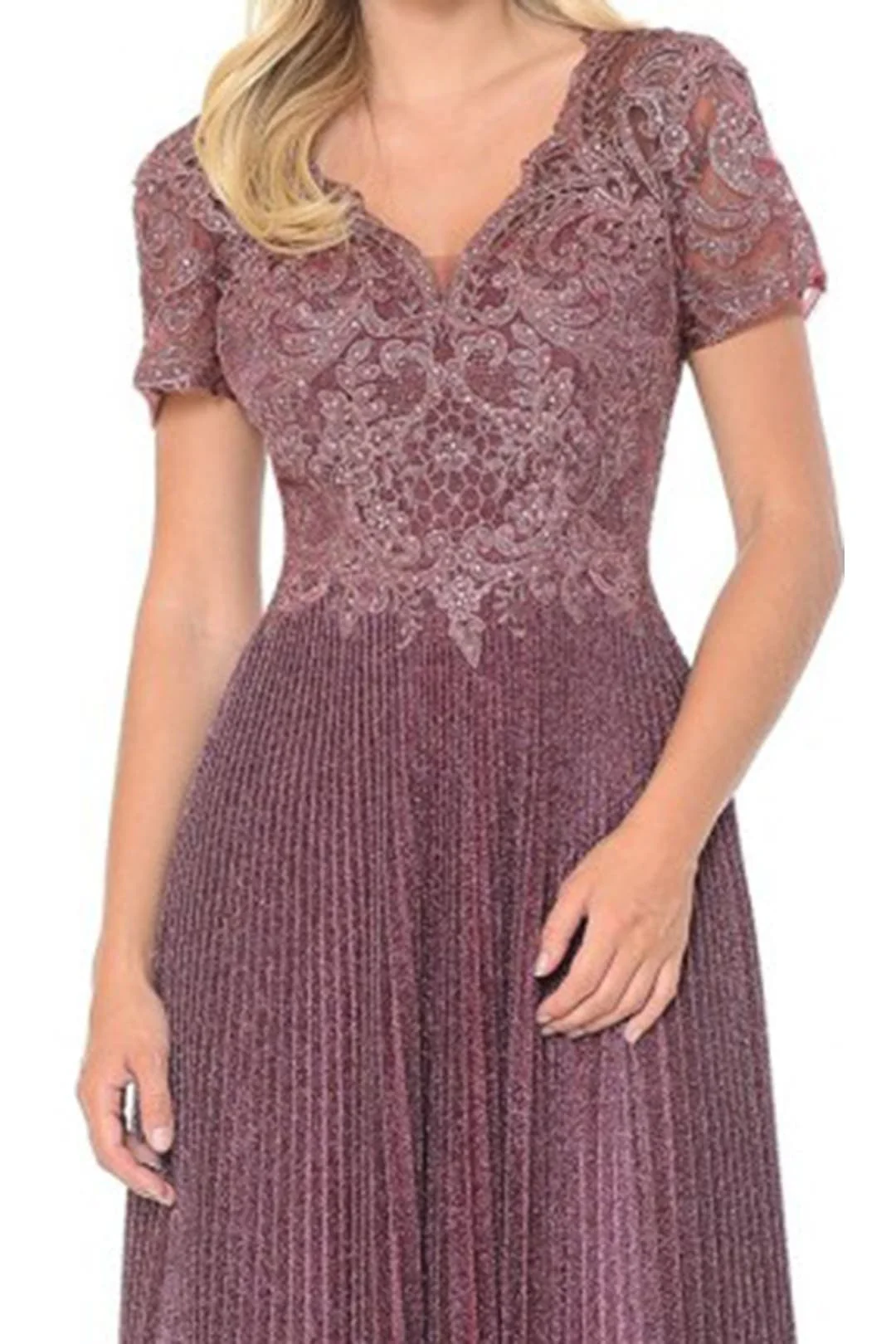 Clearance Champagne Gold Size L Mother Of The Bride Short Sleeve Gown By Lenovia 8139 - Image 19