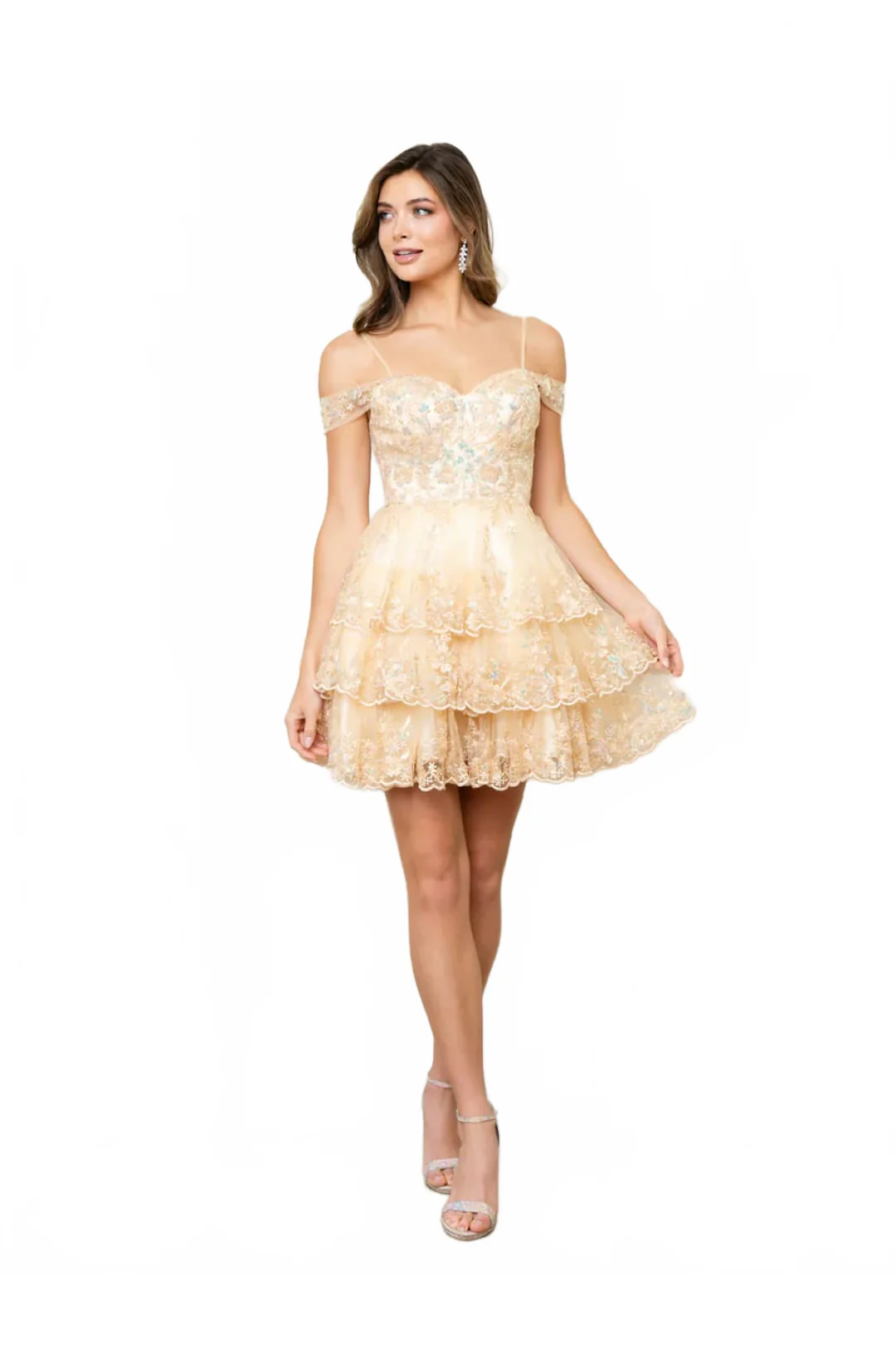 Clearance Champagne Size 2XL Short A-Line Lace Cocktail Dress By Eva USA 5288 - Image 12