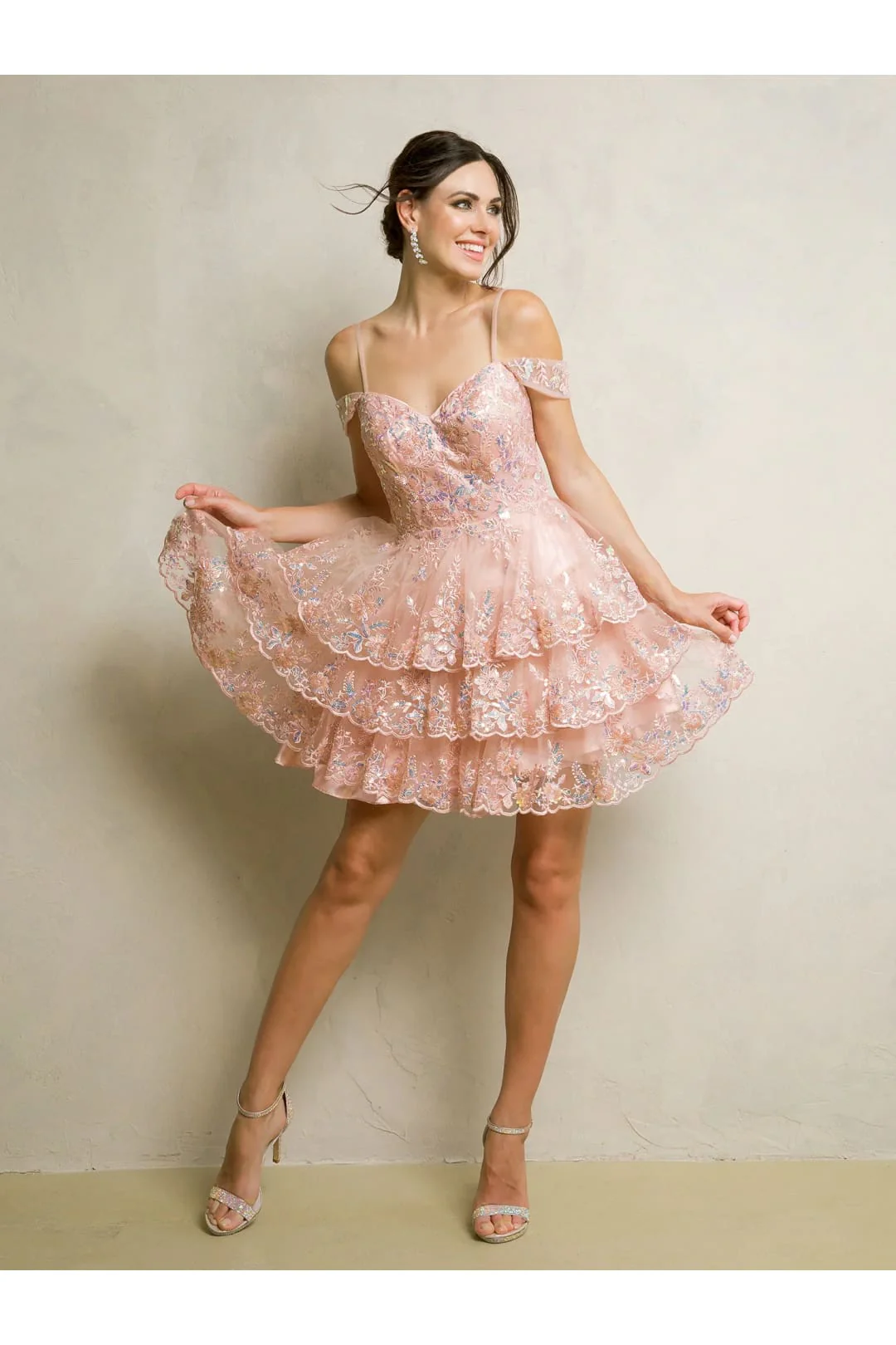 Clearance Champagne Size 2XL Short A-Line Lace Cocktail Dress By Eva USA 5288 - Image 5