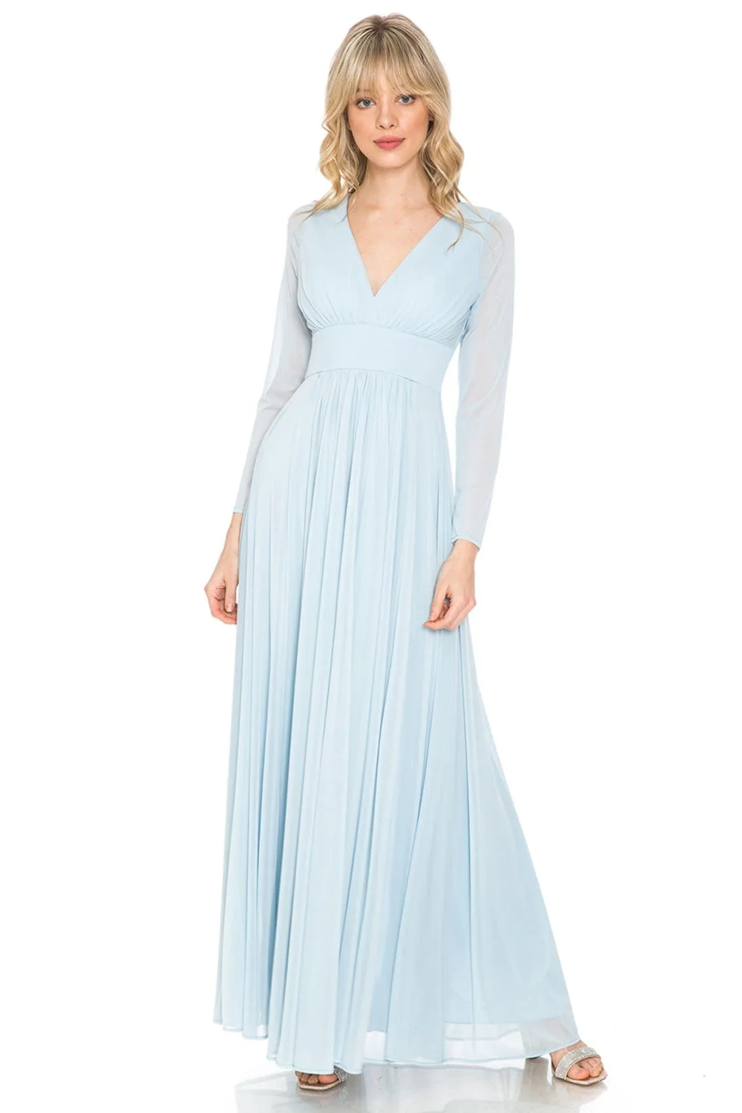 Clearance Champagne Size L Long Sleeve Sheer Mother Of The Bride Dress By Lenovia 5234 - Image 18